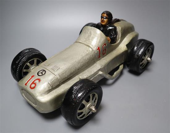 A composition model of a 1930s Mercedes Grand Prix racer, length 38cm